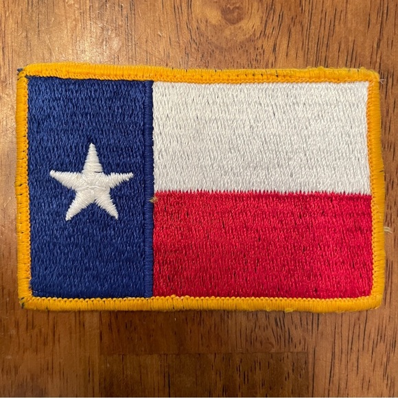 VTG Retro Texas Flag Sew On Patch Applique 3.25”x2.25” Red White Blue Yellow 1:2 - Picture 1 of 6